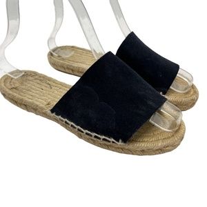 J CREW Genuine Leather Blue Suede Slides Espadrilles Flats Sandals Shoes sz 5